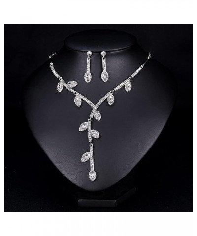 Teardrop Shape Crystal Bridal Jewelry Sets for Women Choker Necklace Drop Earrings Link Bridal Tiara for Wedding Rhinestone B...