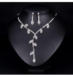 Teardrop Shape Crystal Bridal Jewelry Sets for Women Choker Necklace Drop Earrings Link Bridal Tiara for Wedding Rhinestone B...