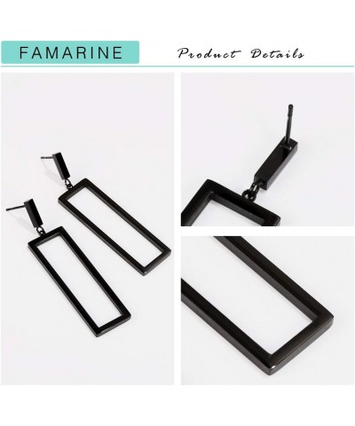 Gold Geometric Drop Earrings, Rectangle Dangle Earrings for Women Girls Costume Jewelry Black $10.99 Earrings