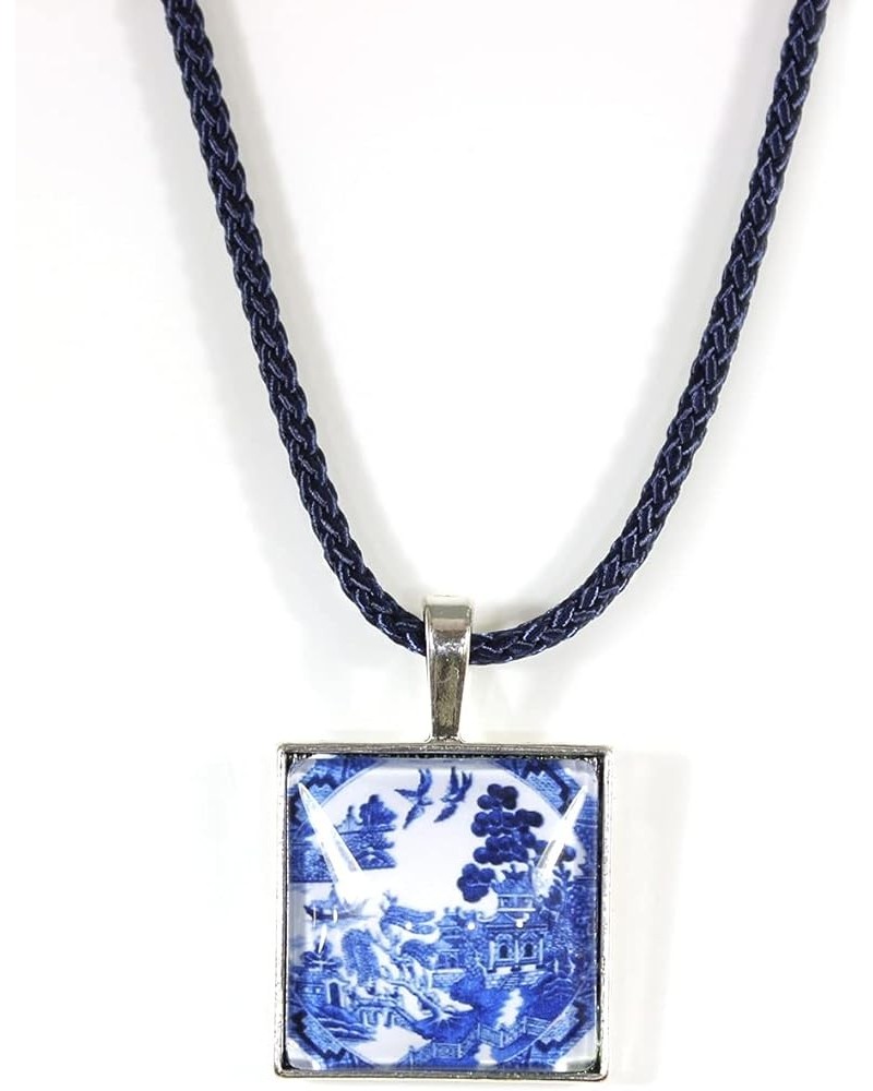 'Delftware Lover', Blue and White Delftware Cabochon Necklace, 24-28 Inches Blue Willow $17.80 Necklaces