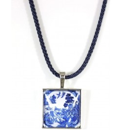 'Delftware Lover', Blue and White Delftware Cabochon Necklace, 24-28 Inches Blue Willow $17.80 Necklaces