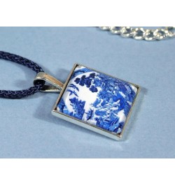 'Delftware Lover', Blue and White Delftware Cabochon Necklace, 24-28 Inches Blue Willow $17.80 Necklaces