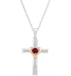 4 mm Round Gemstone & White Diamond Ladies Heart Love Cross Religious Pendant (Gold Chain Included), Available in Various Met...