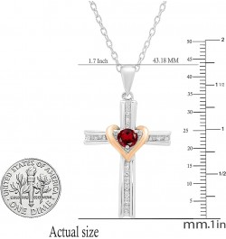 4 mm Round Gemstone & White Diamond Ladies Heart Love Cross Religious Pendant (Gold Chain Included), Available in Various Met...