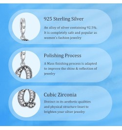 925 Sterling Silver Capital Letter Charms Fit for European Bracelets and Necklaces, Alphabet Pendant with Sparkling Cubic Zir...