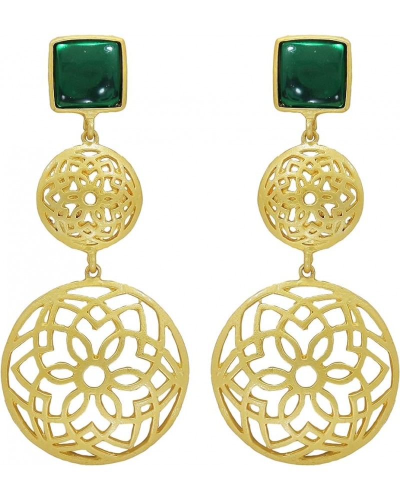 I Jewels Traditional Gold Plated Matte Finish Fancy Earrings For Women & Girls (E2811) Green $10.64 Earrings