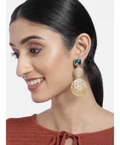 I Jewels Traditional Gold Plated Matte Finish Fancy Earrings For Women & Girls (E2811) Green $10.64 Earrings