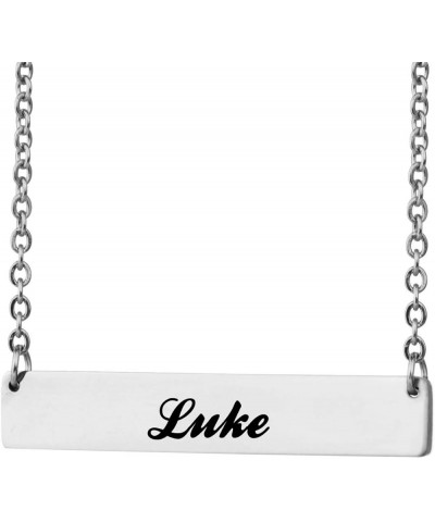 Long Bar Necklace Personalized Nameplate Monogram Initial Necklace for Women Luke Silver - Custom $10.07 Necklaces