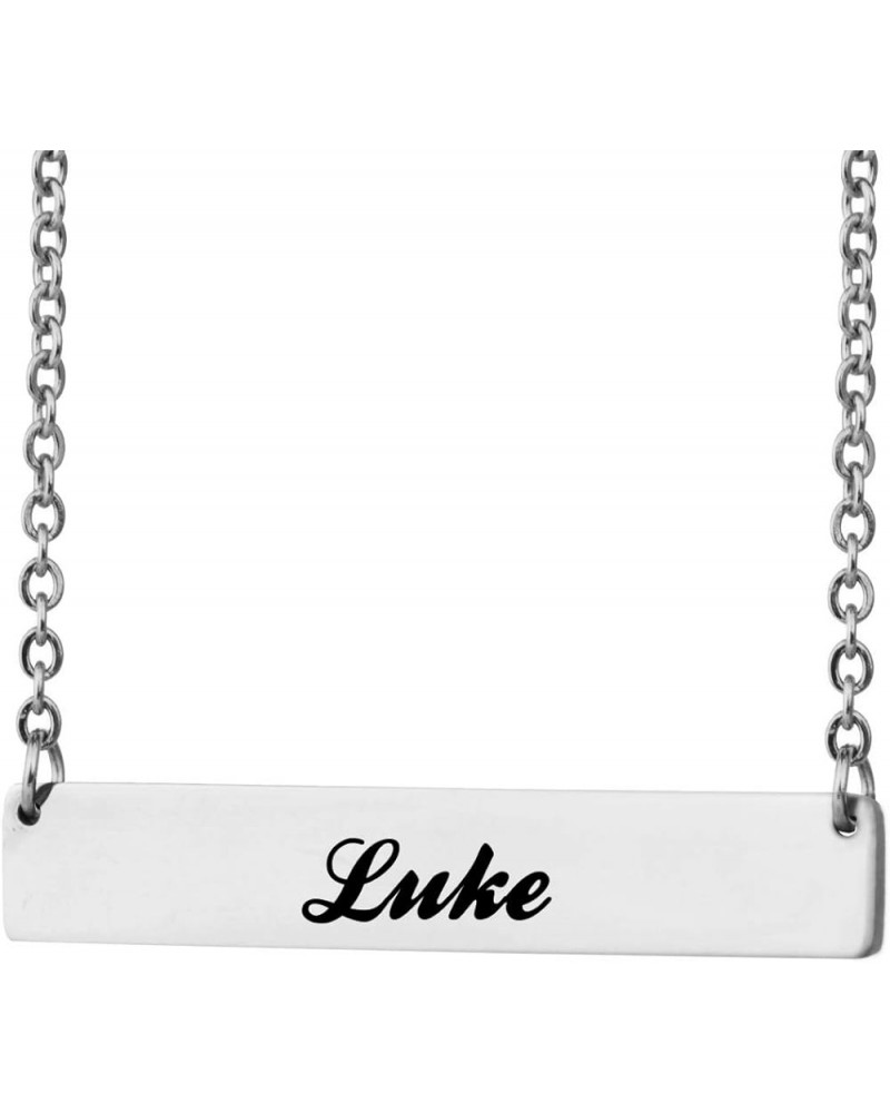 Long Bar Necklace Personalized Nameplate Monogram Initial Necklace for Women Luke Silver - Custom $10.07 Necklaces