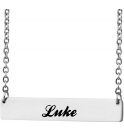 Long Bar Necklace Personalized Nameplate Monogram Initial Necklace for Women Luke Silver - Custom $10.07 Necklaces