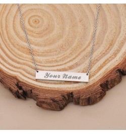 Long Bar Necklace Personalized Nameplate Monogram Initial Necklace for Women Luke Silver - Custom $10.07 Necklaces