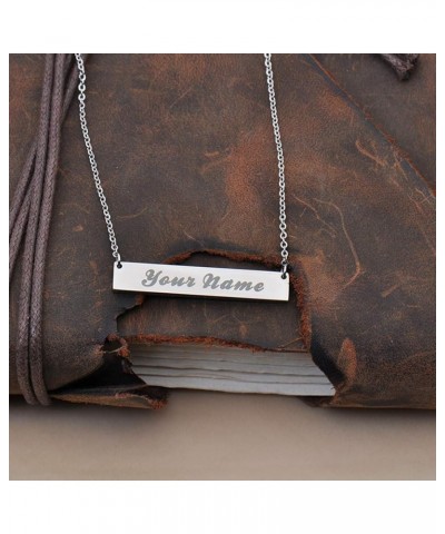 Long Bar Necklace Personalized Nameplate Monogram Initial Necklace for Women Luke Silver - Custom $10.07 Necklaces