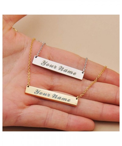 Long Bar Necklace Personalized Nameplate Monogram Initial Necklace for Women Luke Silver - Custom $10.07 Necklaces