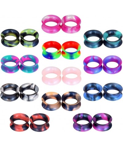 24pcs-100pcs Colorful Silicone Ear Gauges Double Flared Ear Tunnels Set Stretchers Expander Ear Piercing Jewelry 24pcs, 1/2 $...