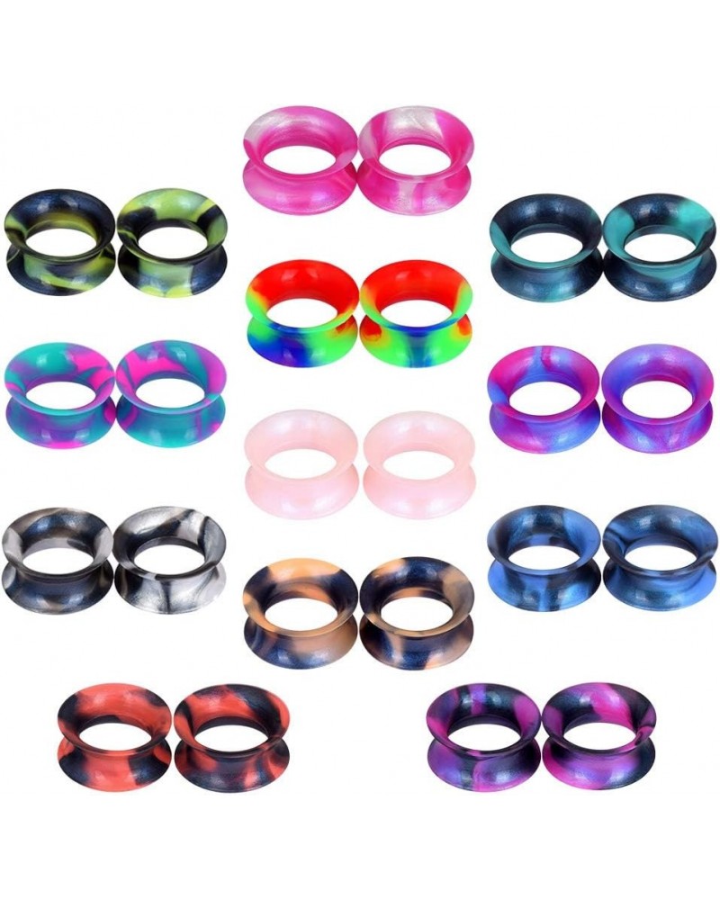 24pcs-100pcs Colorful Silicone Ear Gauges Double Flared Ear Tunnels Set Stretchers Expander Ear Piercing Jewelry 24pcs, 1/2 $...