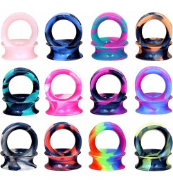 24pcs-100pcs Colorful Silicone Ear Gauges Double Flared Ear Tunnels Set Stretchers Expander Ear Piercing Jewelry 24pcs, 1/2 $...