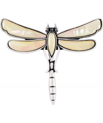 Dragonfly Brooch Retro Silver Tone Abalone Shell Versatile Brooch Pin Accessories White $9.90 Brooches & Pins