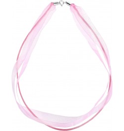 Versatile and Chic Double Strand Pink Ribbon and Silk Choker Necklace with .925 Sterling Silver Clasp $8.03 Necklaces