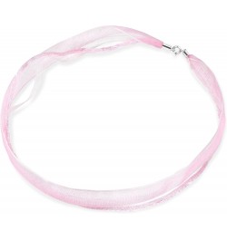 Versatile and Chic Double Strand Pink Ribbon and Silk Choker Necklace with .925 Sterling Silver Clasp $8.03 Necklaces