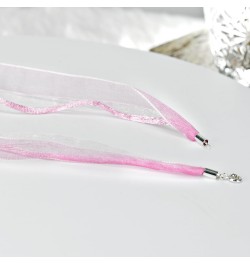 Versatile and Chic Double Strand Pink Ribbon and Silk Choker Necklace with .925 Sterling Silver Clasp $8.03 Necklaces