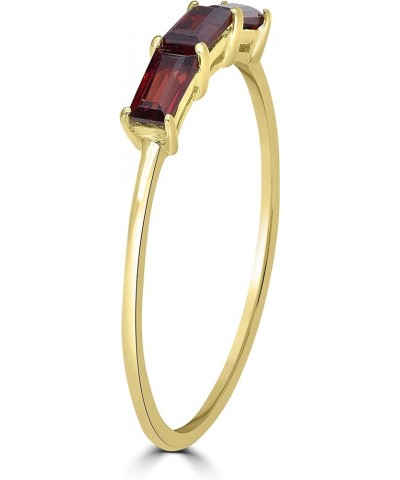 Heidi 14k Gold & Sterling Silver Genuine Gemstone Stackable 3-Stone Baguette Ring, Sizes 6-8 6 Yellow Sterling Silver Garnet ...