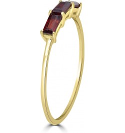 Heidi 14k Gold & Sterling Silver Genuine Gemstone Stackable 3-Stone Baguette Ring, Sizes 6-8 6 Yellow Sterling Silver Garnet ...