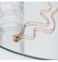 Personalized Initial Lock Pendant Necklace with Paperclip Link Chain - 14K Yellow Gold, 0.925 Sterling Silver,18K Gold & Rose...