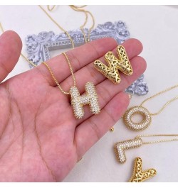 Bubble Letter Necklace Balloon Initial Necklaces for Women Girls Dainty Alphabet Pendant 14K Gold Plated Puffy Name Personali...