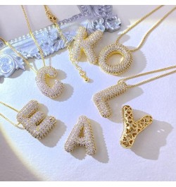 Bubble Letter Necklace Balloon Initial Necklaces for Women Girls Dainty Alphabet Pendant 14K Gold Plated Puffy Name Personali...