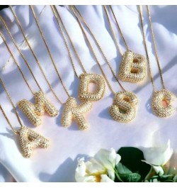 Bubble Letter Necklace Balloon Initial Necklaces for Women Girls Dainty Alphabet Pendant 14K Gold Plated Puffy Name Personali...