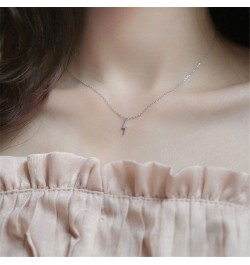 Tiny Lightning Bolt Crystal Necklace for Women Girls S925 Sterling Silver White Gold Plated Minimalist Personalized Little Sm...