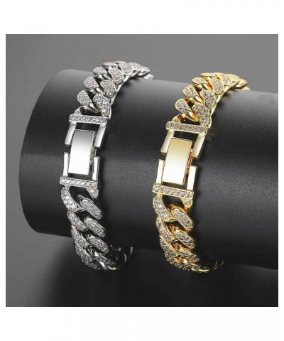 12mm Iced Out Cuban Link Chain Gold Plated Choker Necklace Hip Hop Bling Full CZ Diamond Necklace Bracelet with Giftbox for M...