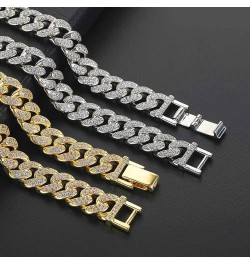 12mm Iced Out Cuban Link Chain Gold Plated Choker Necklace Hip Hop Bling Full CZ Diamond Necklace Bracelet with Giftbox for M...