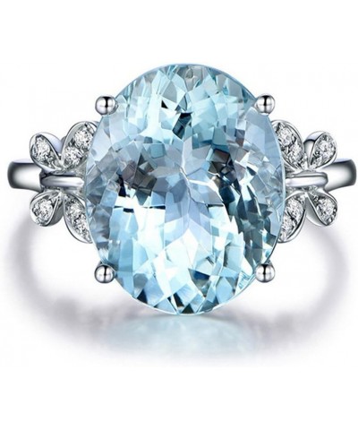 Rhinestone Butterfly Ring Natural Topaz Stone Crystal Engagement Ring Charm Gemstone Ring Women Jewelry,Sea Blue,Size 10 $6.8...