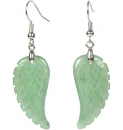 Gemstone Crystal Healing Reiki Chakra Handmade Angel Wing Dangle Earrings Green Aventurine $8.84 Earrings