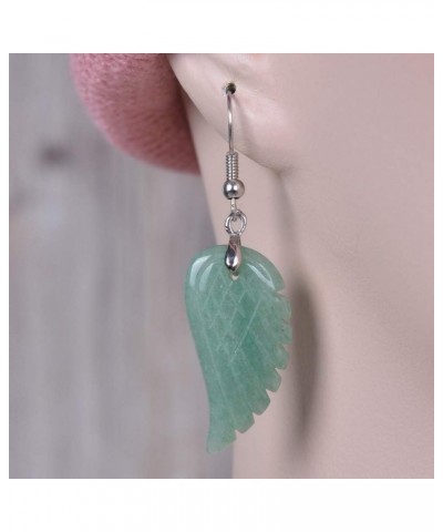 Gemstone Crystal Healing Reiki Chakra Handmade Angel Wing Dangle Earrings Green Aventurine $8.84 Earrings