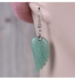 Gemstone Crystal Healing Reiki Chakra Handmade Angel Wing Dangle Earrings Green Aventurine $8.84 Earrings