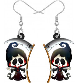 Cute Halloween Sugar Skull Earrings Dangle Acrylic Day of the Dead Decor Gifts for Women Girls Festival Charms Grim Reaper $6...