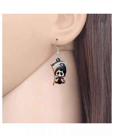 Cute Halloween Sugar Skull Earrings Dangle Acrylic Day of the Dead Decor Gifts for Women Girls Festival Charms Grim Reaper $6...