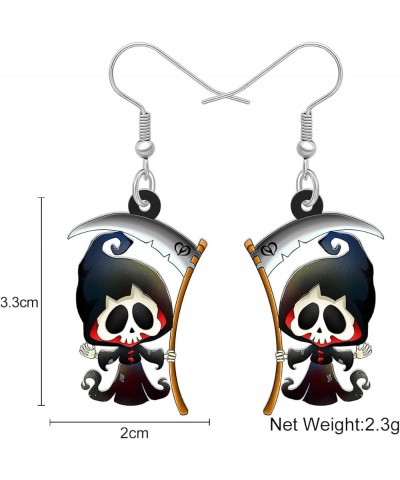 Cute Halloween Sugar Skull Earrings Dangle Acrylic Day of the Dead Decor Gifts for Women Girls Festival Charms Grim Reaper $6...