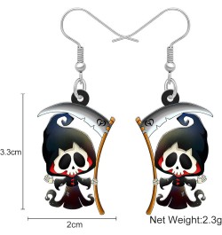 Cute Halloween Sugar Skull Earrings Dangle Acrylic Day of the Dead Decor Gifts for Women Girls Festival Charms Grim Reaper $6...