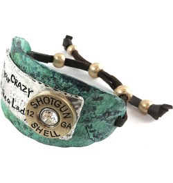 Hammered Plate Hide Your Crazy Act Like a Lady 12 Gauge Shotgun Shell Leather Cuff Bracelet Necklace Patina Blue $18.61 Jewel...