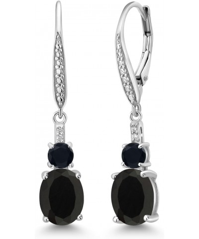 925 Sterling Silver Black Onyx and White Lab Grown Diamond Dangle Earrings for Women (4.47 Cttw, Oval 9X7MM) $42.35 Earrings