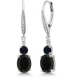 925 Sterling Silver Black Onyx and White Lab Grown Diamond Dangle Earrings for Women (4.47 Cttw, Oval 9X7MM) $42.35 Earrings