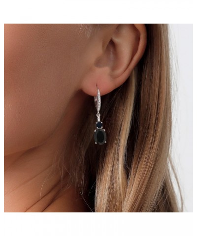 925 Sterling Silver Black Onyx and White Lab Grown Diamond Dangle Earrings for Women (4.47 Cttw, Oval 9X7MM) $42.35 Earrings