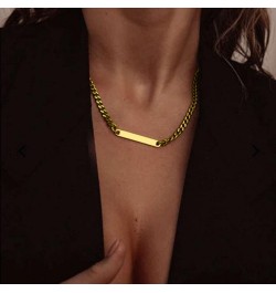 18k Gold Plated Titanium Steel Toggle Necklace Open Circle Pendant Chunky Curb Chain Woman Necklace Chocker Adjustable Long W...