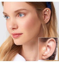 14K Solid Gold Flat Back Earring 16G Cartilage Earring Gold Helix Piercing Jewelry Internally Threaded Gold Labret Jewelry fo...