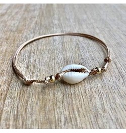 Cowrie Sea Shell Anklet, Seashell Gold Waxed Cord Anklet, Beach Anklet, Unisex Adjustable Anklet $8.91 Anklets