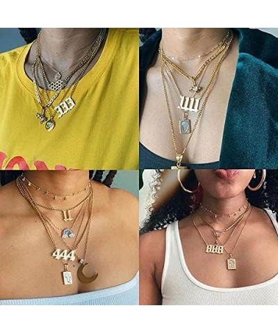 Angel Number Necklace 111 222 333 444 555 666 777 888 999 Necklace Silver Old English Necklace Gold Number Necklace Stainless...