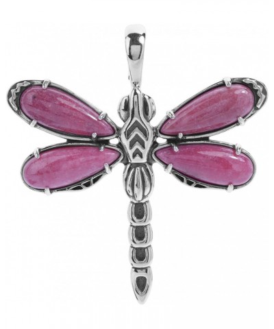 American West Sterling Silver Pink Rhodonite Gemstone Dragonfly Pendant Enhancer $40.56 Pendants